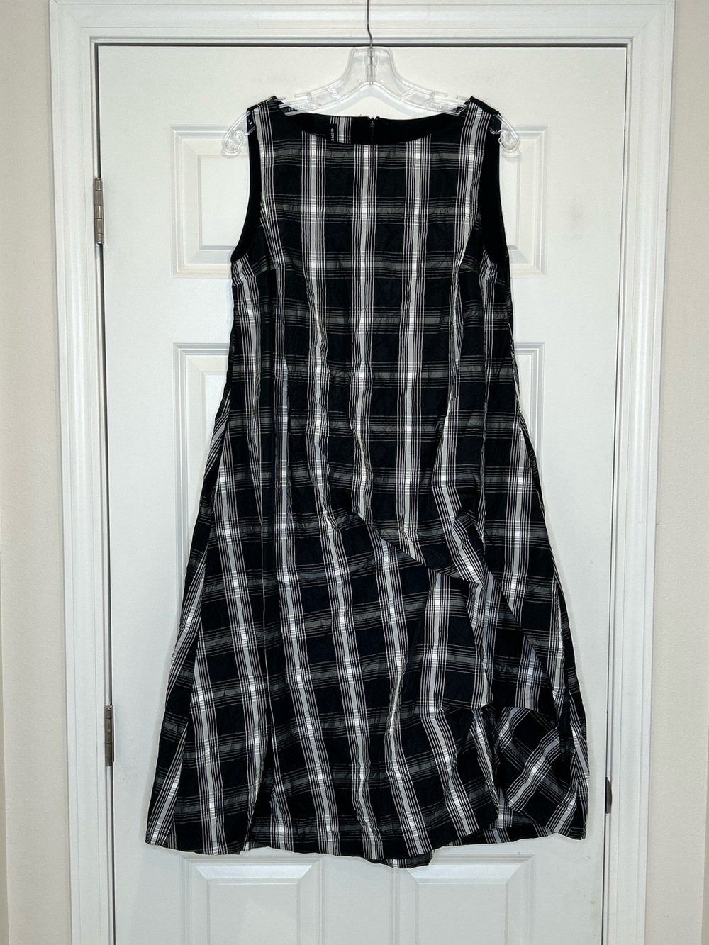 Gershon Bram Sleeveless Black & White Plaid A-Line Dress Size M
